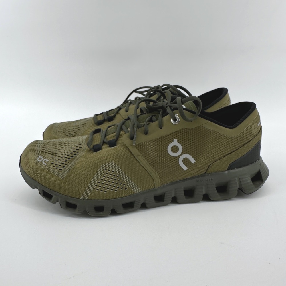 On Running Cloud X Mens Olive Green Performance Training Shoes Sneakers